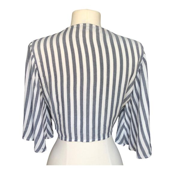 American Eagle Outfitters Tie Front Stripe Crop Top Women's Large - Picture 6 of 14